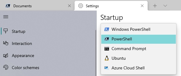Windows Terminal startup settings